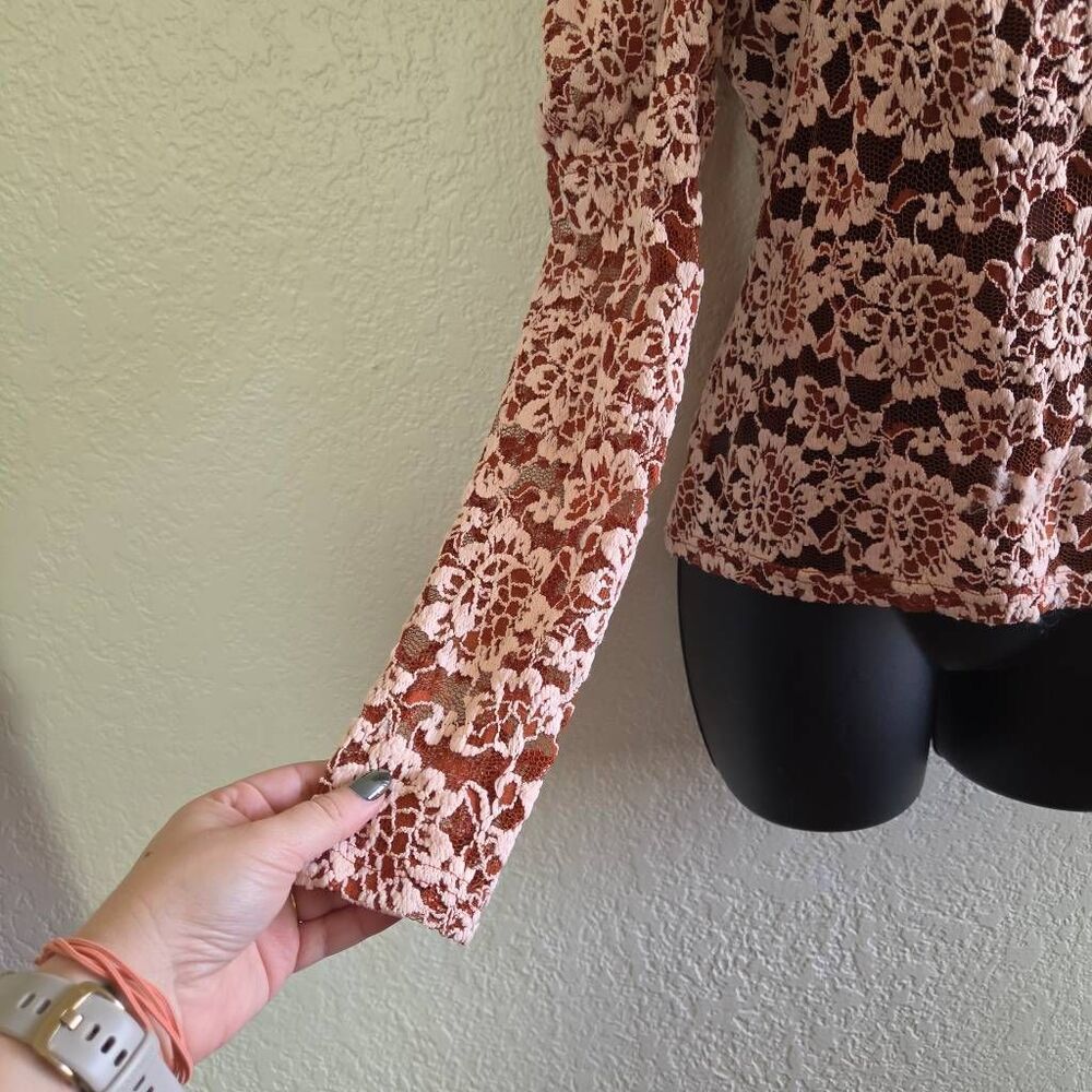 Dolan Anthropologie Sheer Lace Mockneck Blouse - Picture 4 of 9